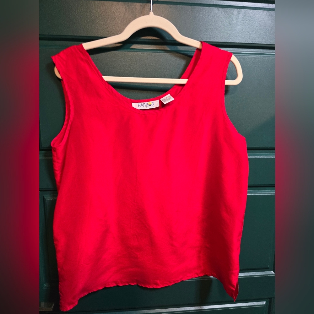 Vintage Red 100% Silk Tank Top Size 10 Capsule Classic Minimalist